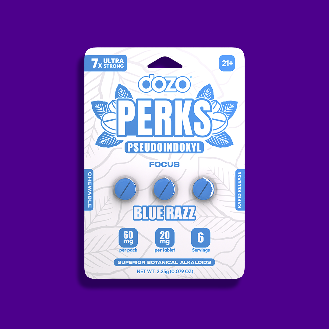 3ct 60mg Dozo PERKS PSEUDOINDOXYL | 60 mg Per Pack | TROPICAL FRUIT (ENERGY BLEND)