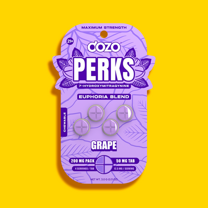 4ct 50mg Dozo PERKS 7-HYDROXYMITRAGYNINE | GRAPE (EUPHORIA BLEND)