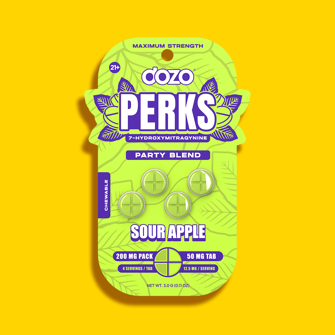 4ct 50mg Dozo PERKS 7-HYDROXYMITRAGYNINE | SOUR APPLE (PARTY BLEND)