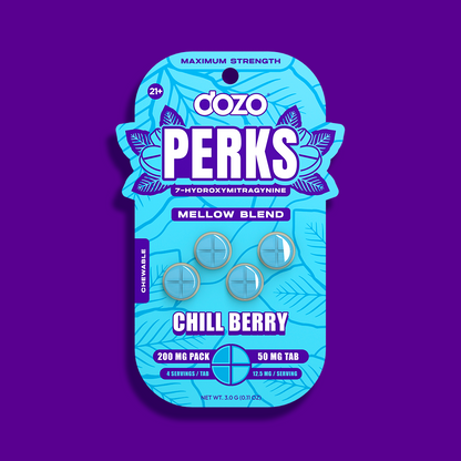 4ct 50mg Dozo PERKS 7-HYDROXYMITRAGYNINE | CHILL BERRY (MELLOW BLEND)