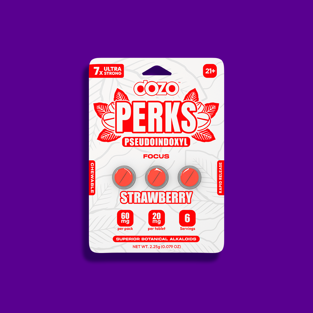 3ct 60mg Dozo PERKS PSEUDOINDOXYL | 60 mg Per Pack | TROPICAL FRUIT (ENERGY BLEND)