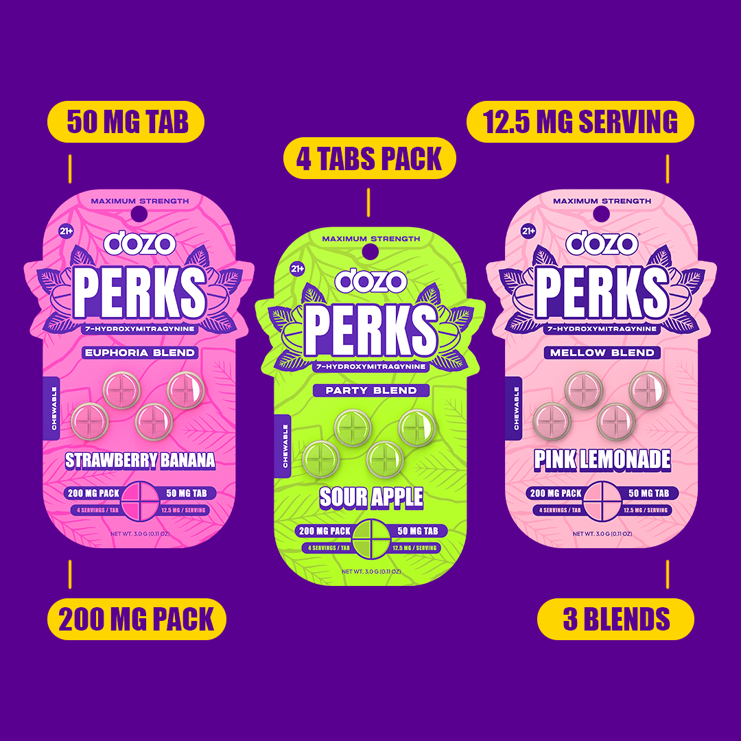 4ct 50mg Dozo PERKS 7-HYDROXYMITRAGYNINE | GRAPE (EUPHORIA BLEND)
