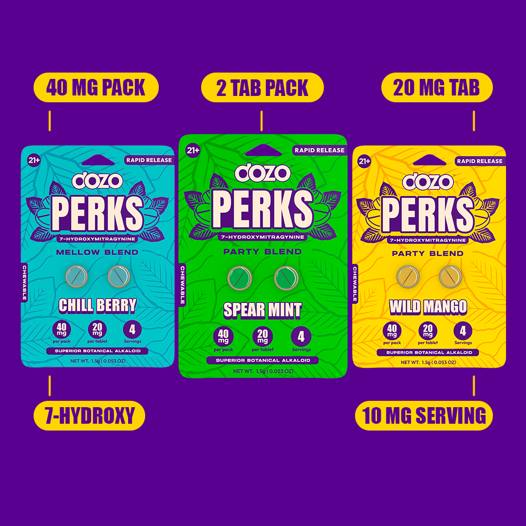 2ct 40mg Dozo PERKS 7-HYDROXYMITRAGYNINE | CHILL BERRY (MELLOW BLEND)