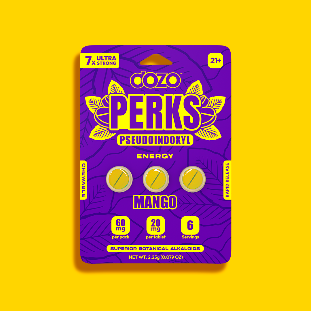 3ct 60mg Dozo PERKS PSEUDOINDOXYL | 60 mg Per Pack | TROPICAL FRUIT (ENERGY BLEND)