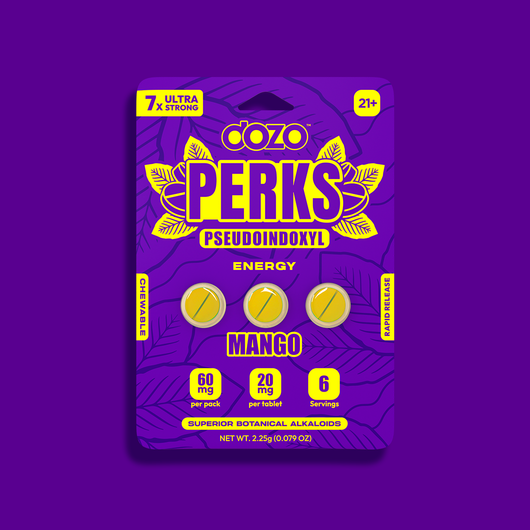 3ct 60mg Dozo PERKS PSEUDOINDOXYL | 60 mg Per Pack | TROPICAL FRUIT (ENERGY BLEND)