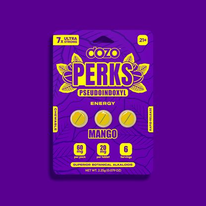 3ct 60mg Dozo PERKS PSEUDOINDOXYL | 60 mg Per Pack | MANGO (ENERGY BLEND)