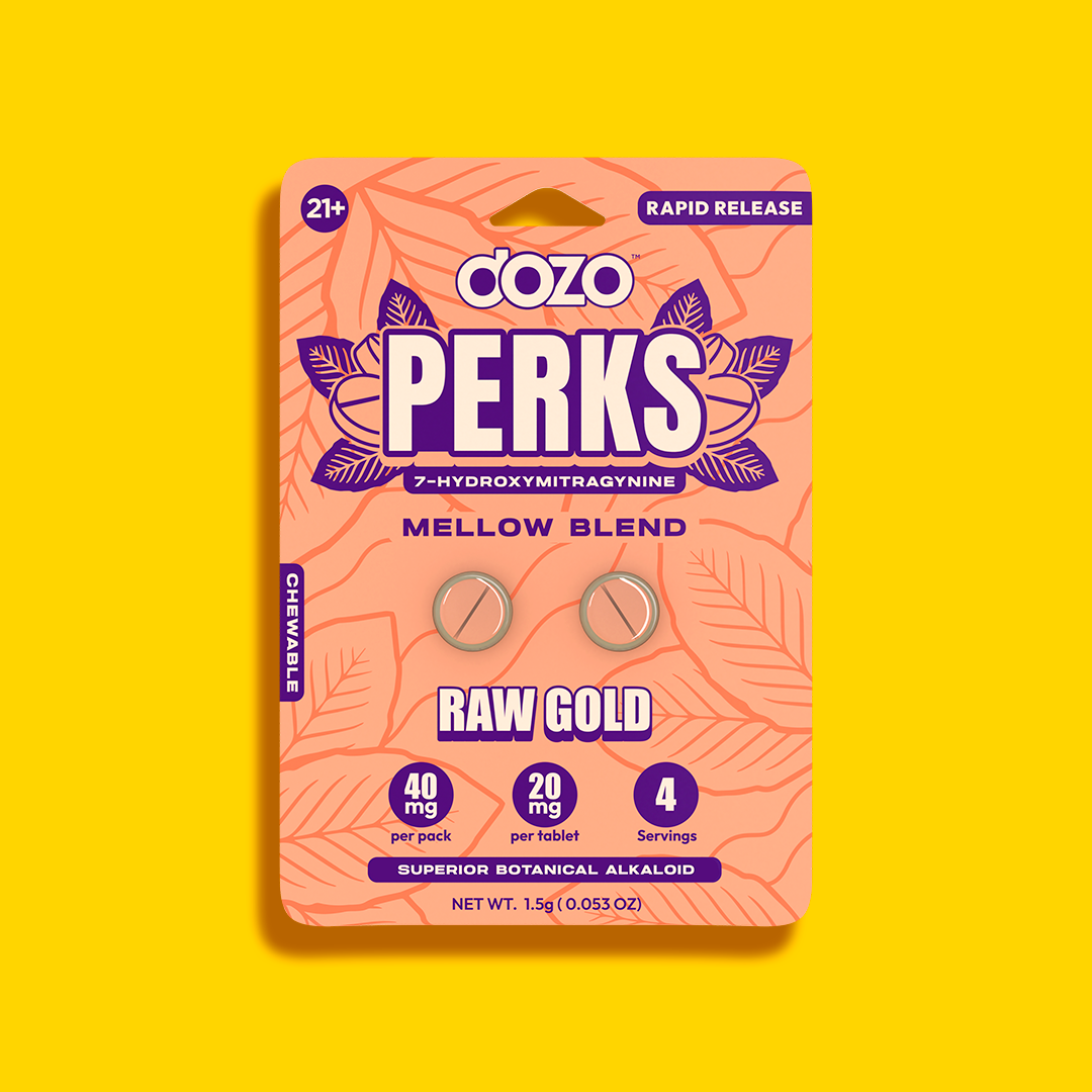 2ct 40mg Dozo PERKS 7-HYDROXYMITRAGYNINE | RAW GOLD (MELLOW BLEND)
