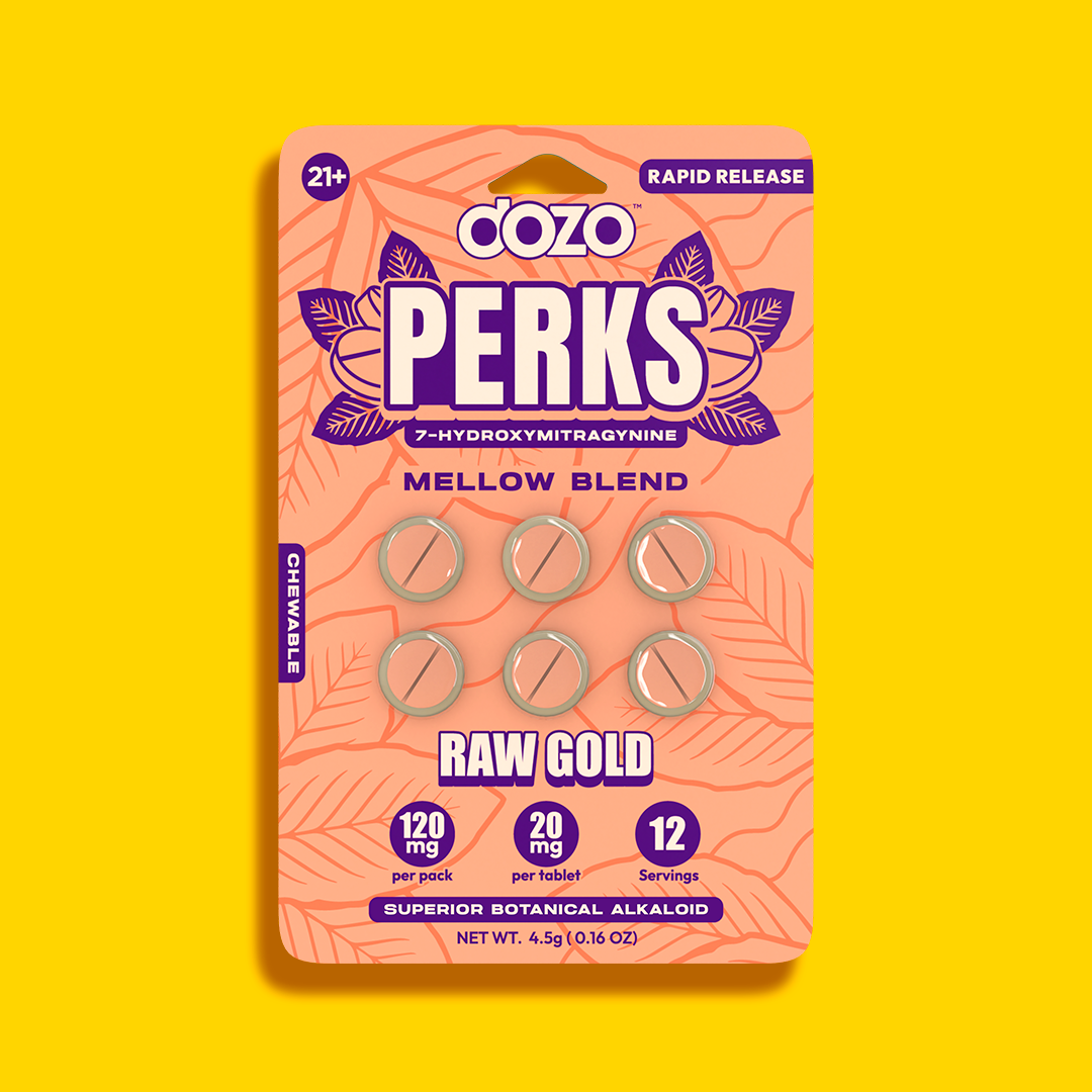 6ct 120 mg Dozo PERKS 7-OH | RAW GOLD (MELLOW BLEND)