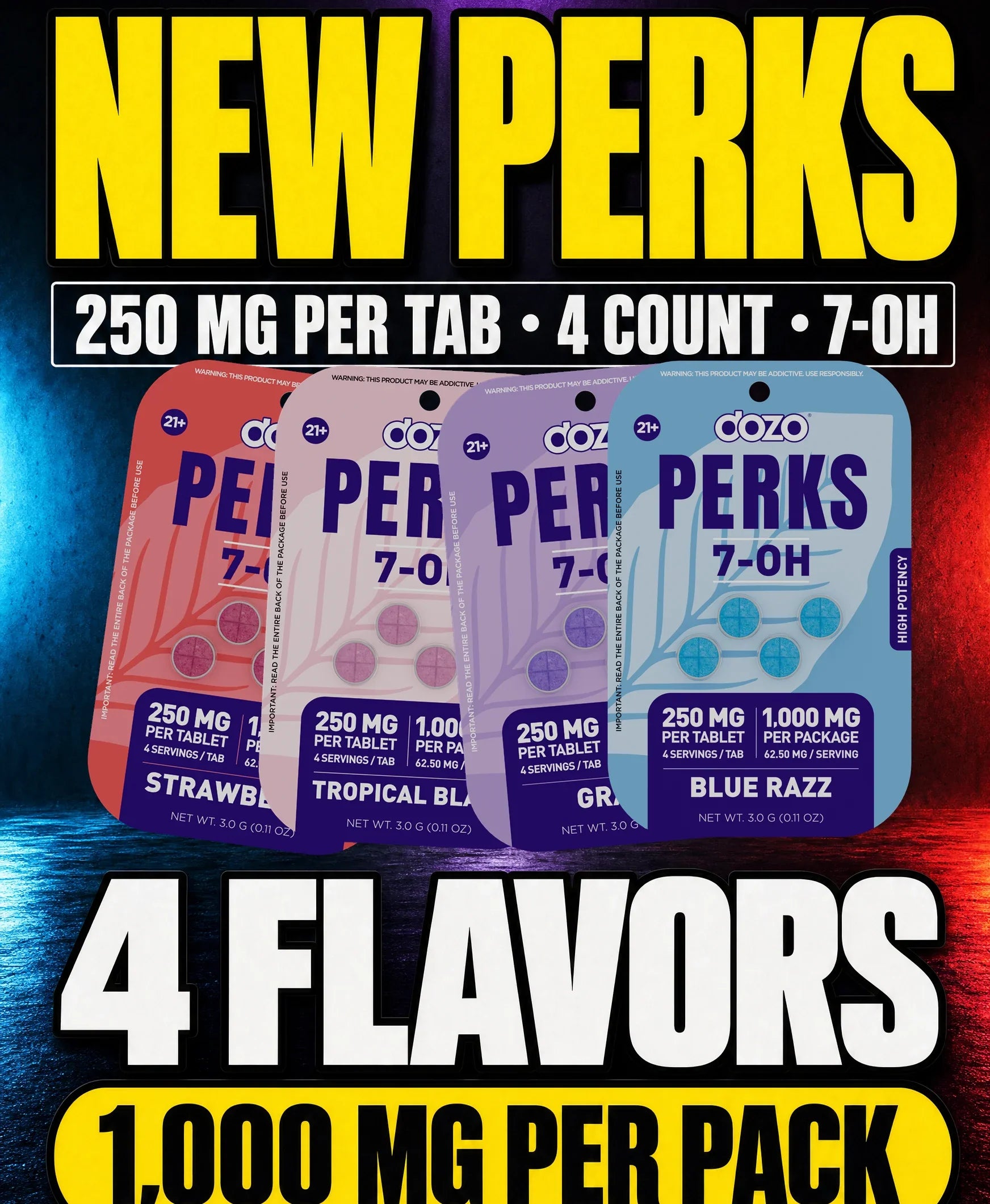 NEW PERKS 7-OH 250mg per tab 4 count
